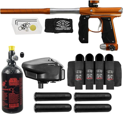 Maddog Empire Mini GS Electronic Full Auto Paintball Gun Marker w/ 48/3000 HPA Paintball Tank, Empire Halo Too Electronic Loader, 4-Pod Harness & (4) Pods Starter Package